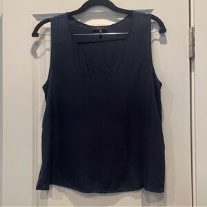 Quince, Washable Stretch Silk Tank, Navy, Size Small